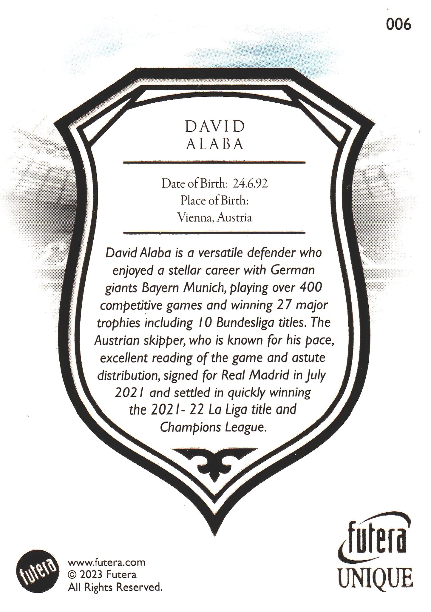 2023 Futera Unique David Alaba #6 Autriche