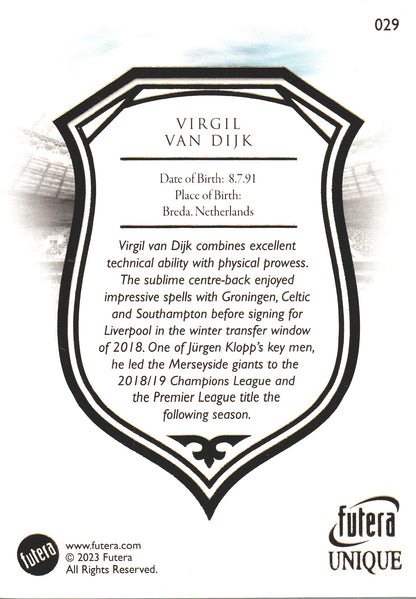 2023 Futera Unique Virgil van Dijk #29 Pays Bas