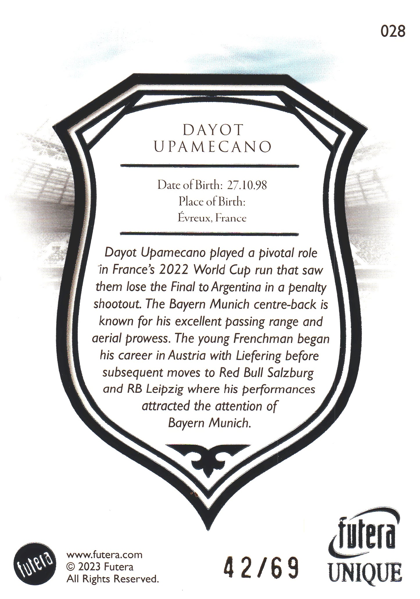 2023 Futera Unique Dayot Upamecano /69 #28 France