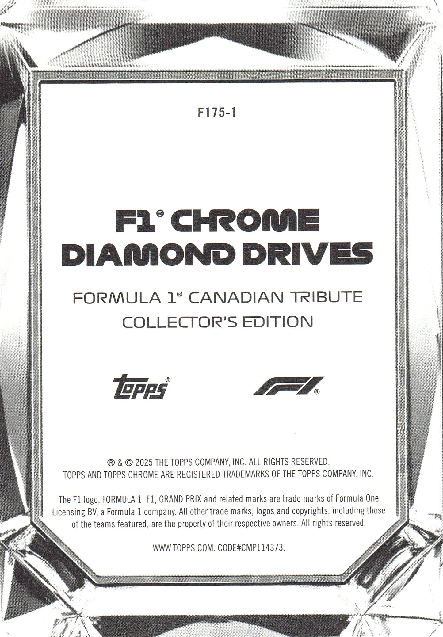 2025 Topps Chrome Formula 1 Diamond Drives Formula 1 Canadian Tribute Collector's Edition #F175-1