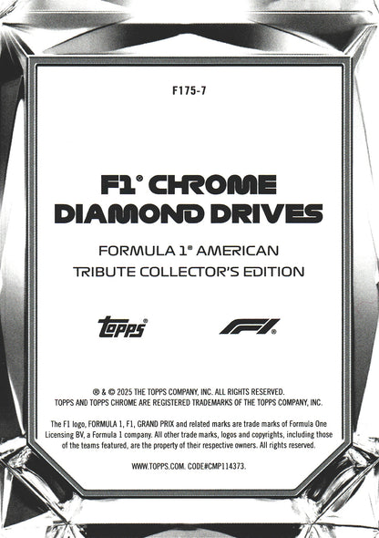 2025 Topps Chrome Formula 1 Diamond Drives Formula 1 American Tribute Collector's Edition #F175-7