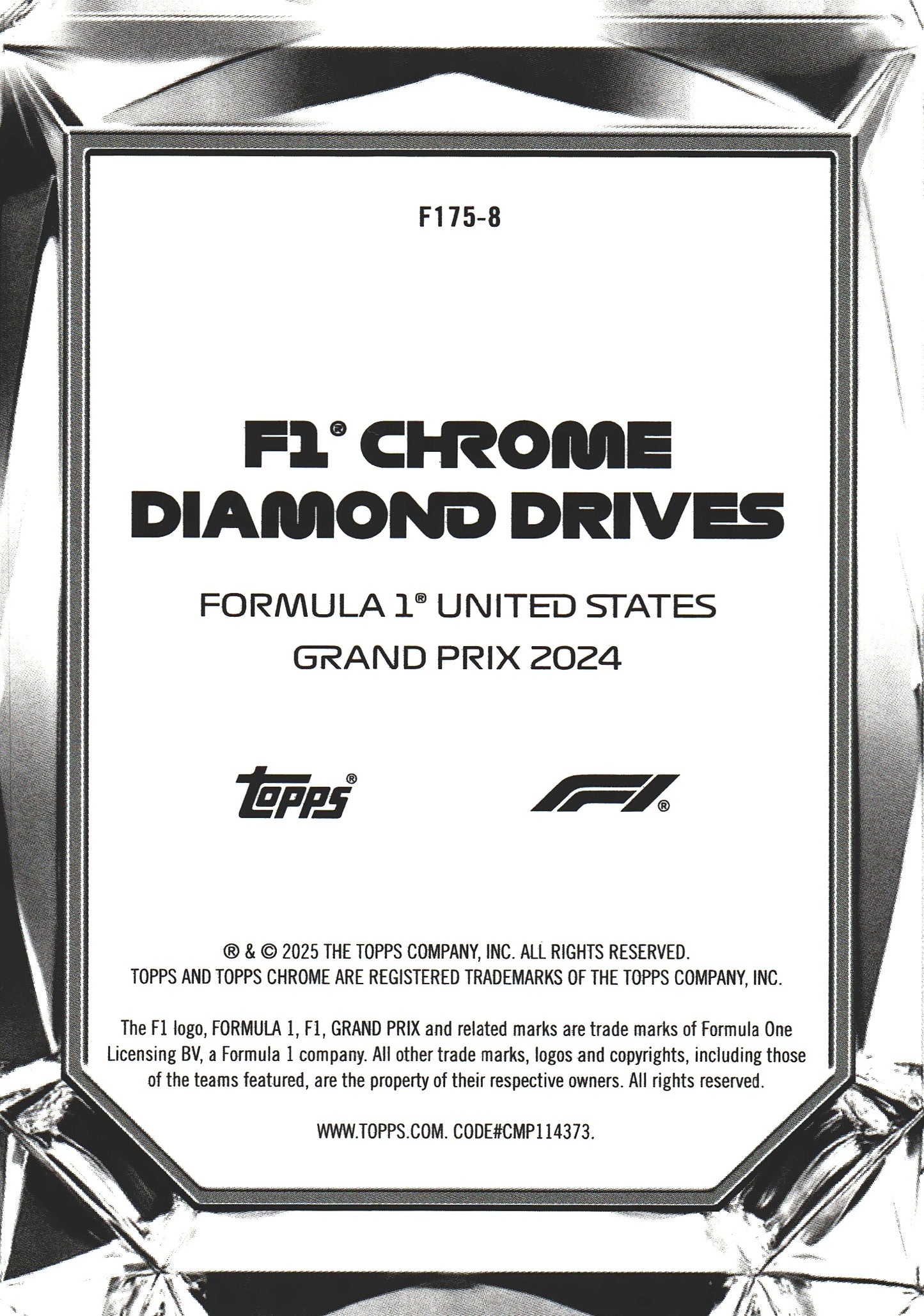 2025 Topps Chrome Formula 1 Diamond Drives Formula 1 United States Grand Prix 2024 #F175-8