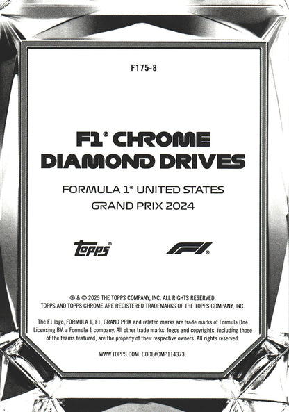 2025 Topps Chrome Formula 1 Diamond Drives Formula 1 United States Grand Prix 2024 #F175-8