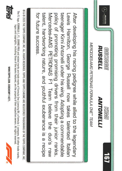2025 Topps Chrome Formula 1 DUO George Russell / Kimi Antonelli #167 Mercedes-AMG