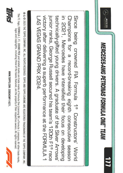 2025 Topps Chrome Formula 1 Mercedes-AMG Petronas Formula One Team LOGO #177 Mercedes