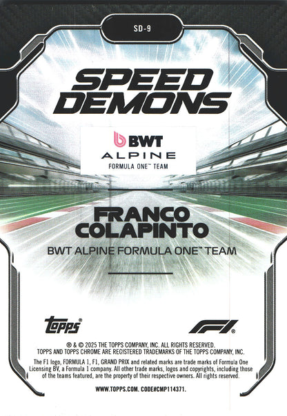 2025 Topps Chrome Formula 1 Speed Demons Franco Colapinto #SD-9 Alpine