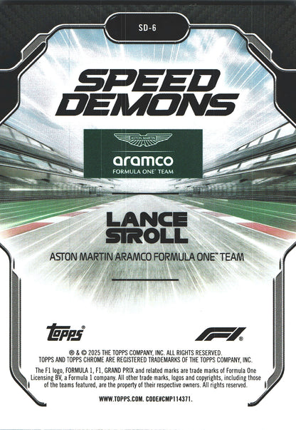 2025 Topps Chrome Formula 1 Speed Demons Lance Stroll #SD-6 Aston Martin