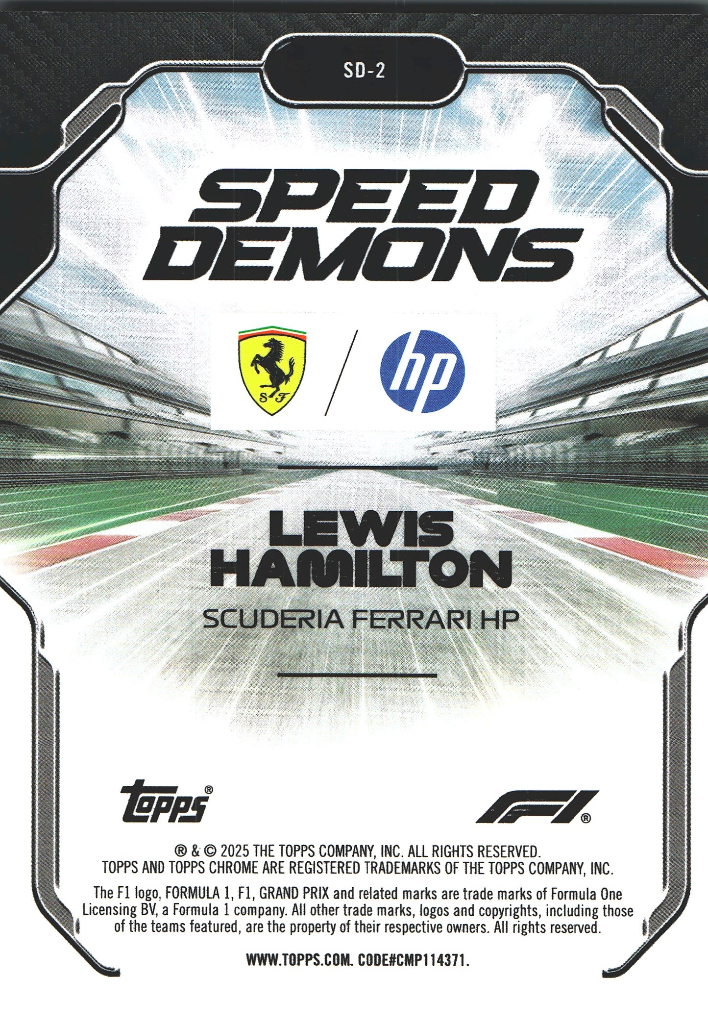 2025 Topps Chrome Formula 1 Speed Demons Lewis Hamilton #SD-2 Ferrari