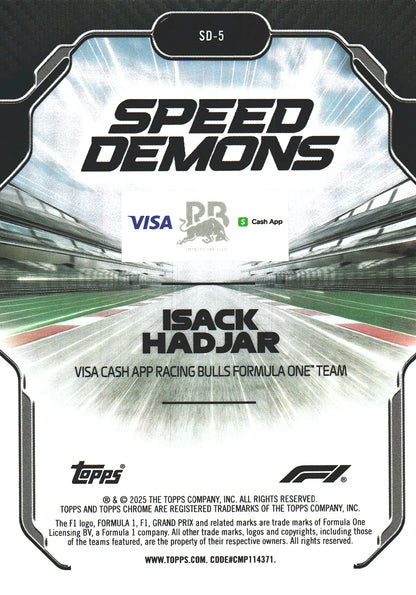 2025 Topps Chrome Formula 1 Speed Demons Isack Hadjar #SD-5 Visa Cash App RB