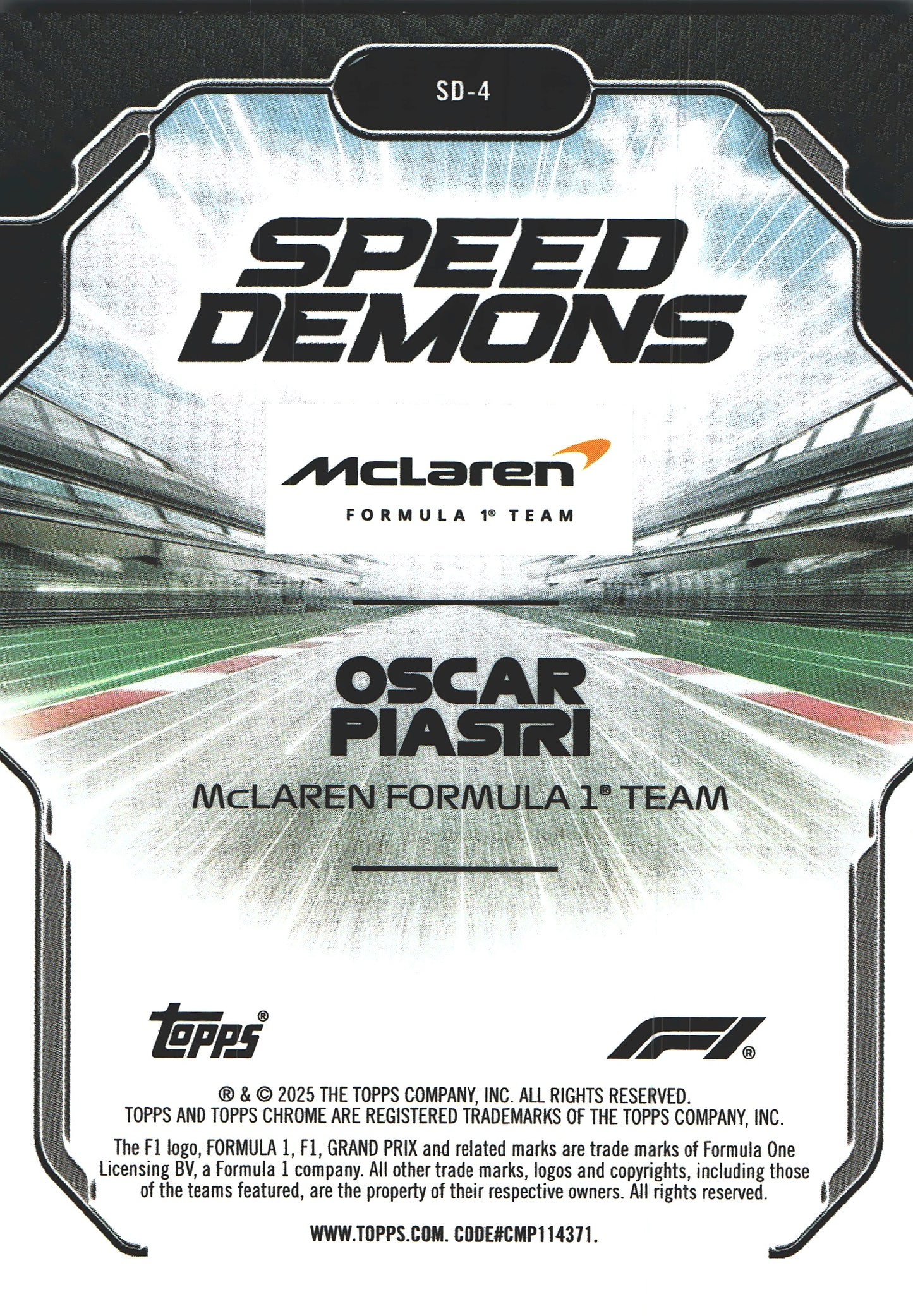 2025 Topps Chrome Formula 1 Speed Demons Oscar Piastri #SD-4 McLaren