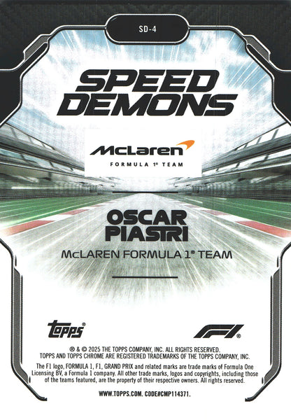 2025 Topps Chrome Formula 1 Speed Demons Oscar Piastri #SD-4 McLaren