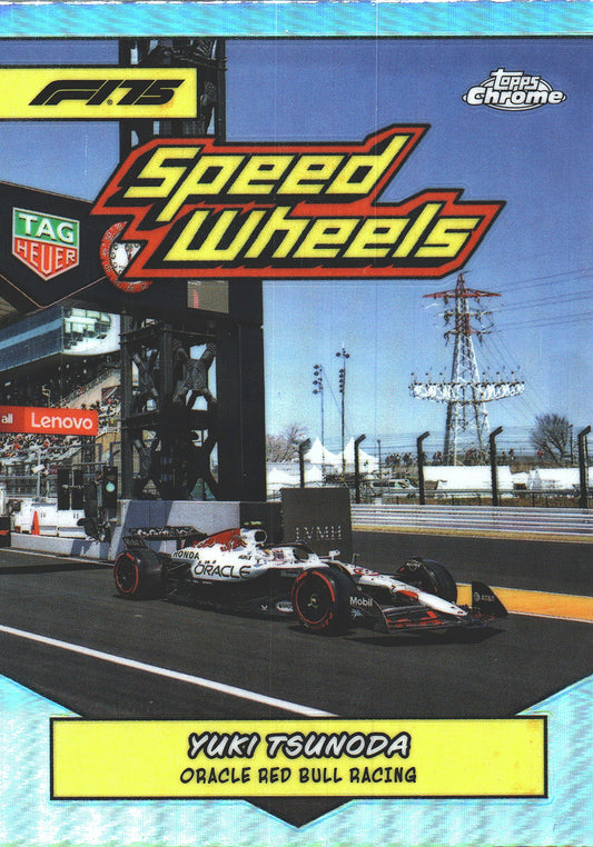 2025 Topps Chrome Formula 1 1975 Speed Wheels Yuki Tsunoda #75-RBR Red Bull