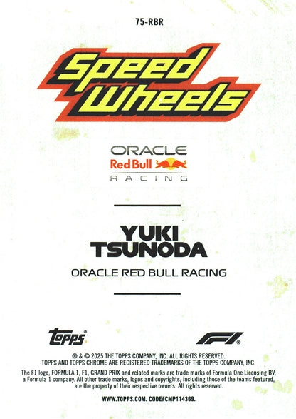 2025 Topps Chrome Formula 1 1975 Speed Wheels Yuki Tsunoda #75-RBR Red Bull
