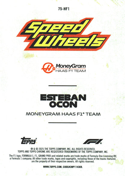 2025 Topps Chrome Formula 1 1975 Speed Wheels Esteban Ocon #75-HF1 Haas