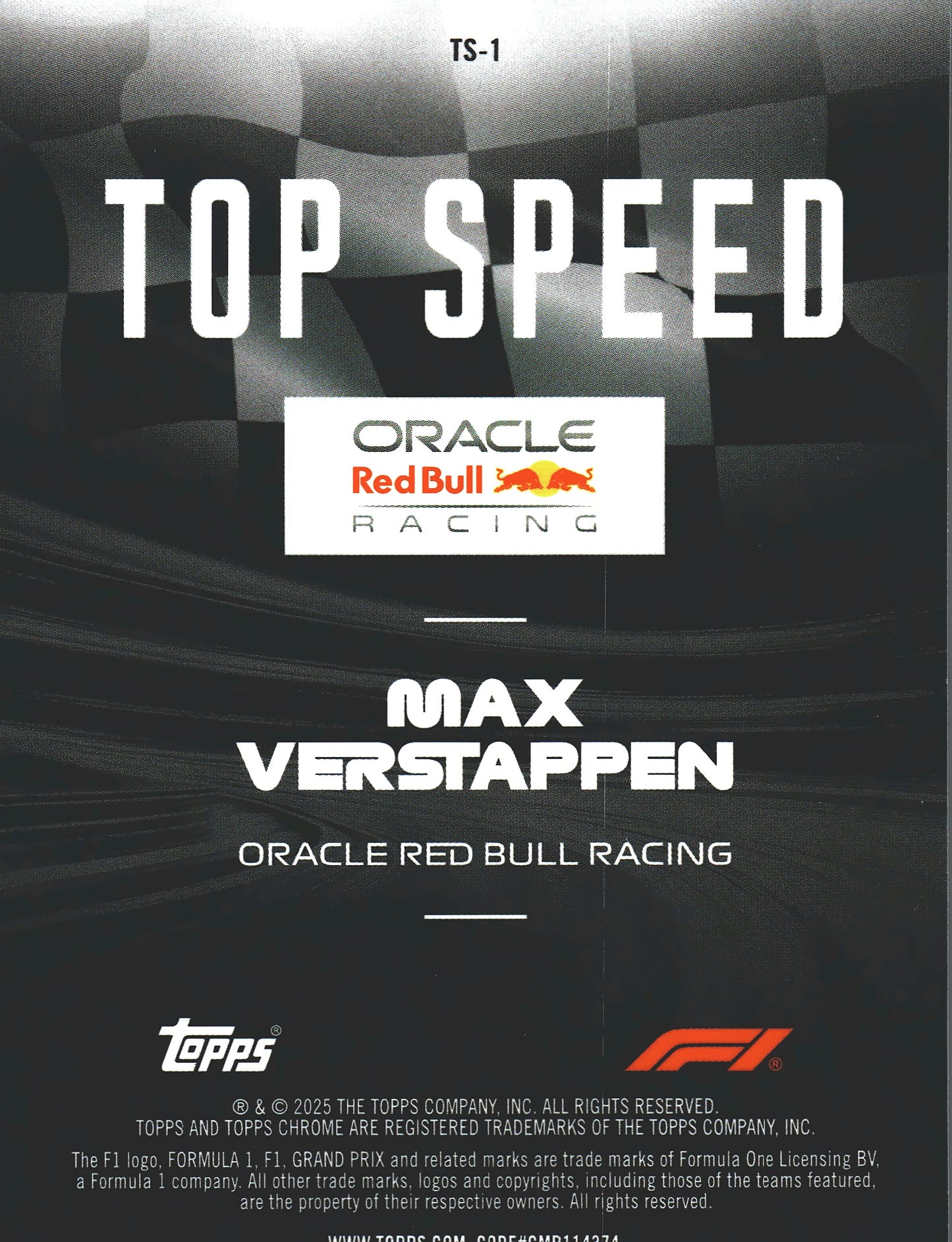 2025 Topps Chrome Formula 1 Top Speed Max Verstappen #TS-1 Red Bull