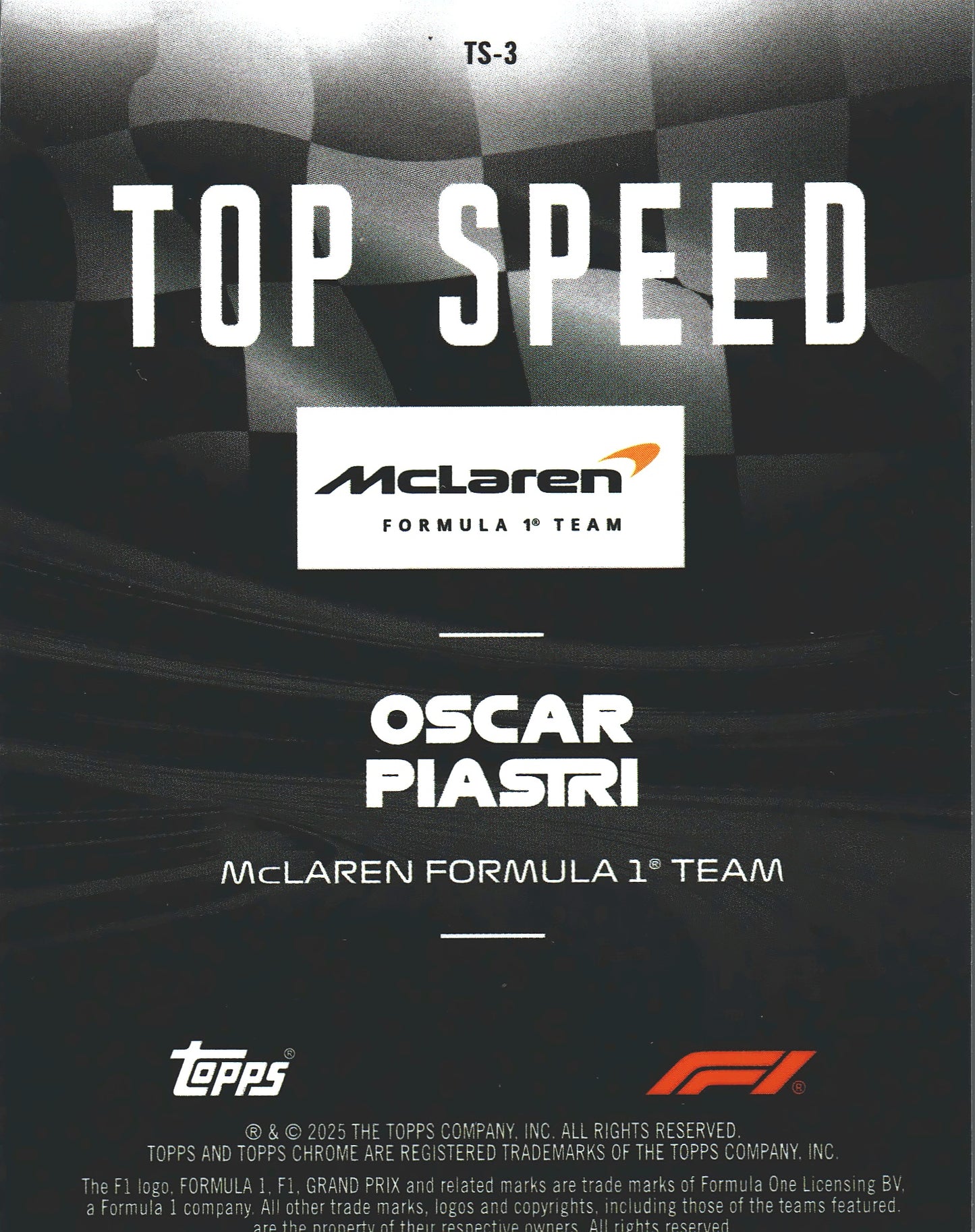 2025 Topps Chrome Formula 1 Top Speed Oscar Piastri #TS-3 McLaren