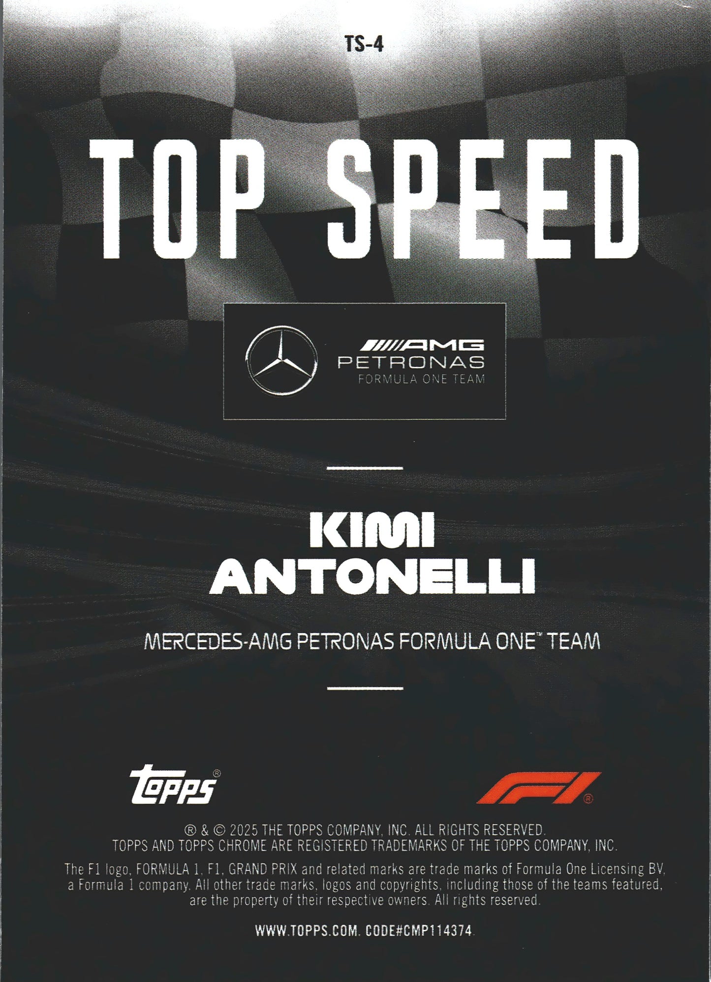 2025 Topps Chrome Formula 1 Top Speed Kimi Antonelli #TS-4 Mercedes-AMG
