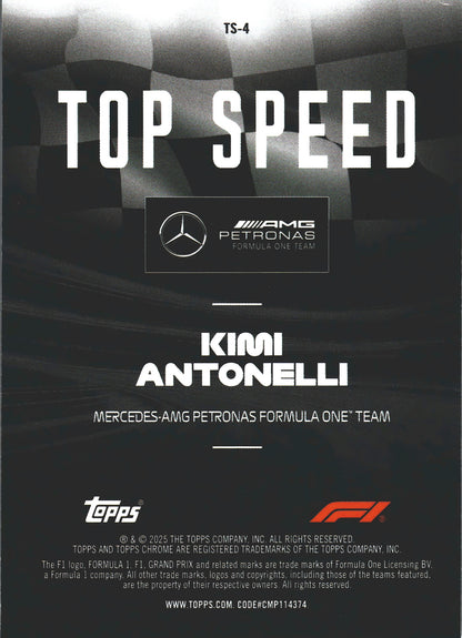 2025 Topps Chrome Formula 1 Top Speed Kimi Antonelli #TS-4 Mercedes-AMG