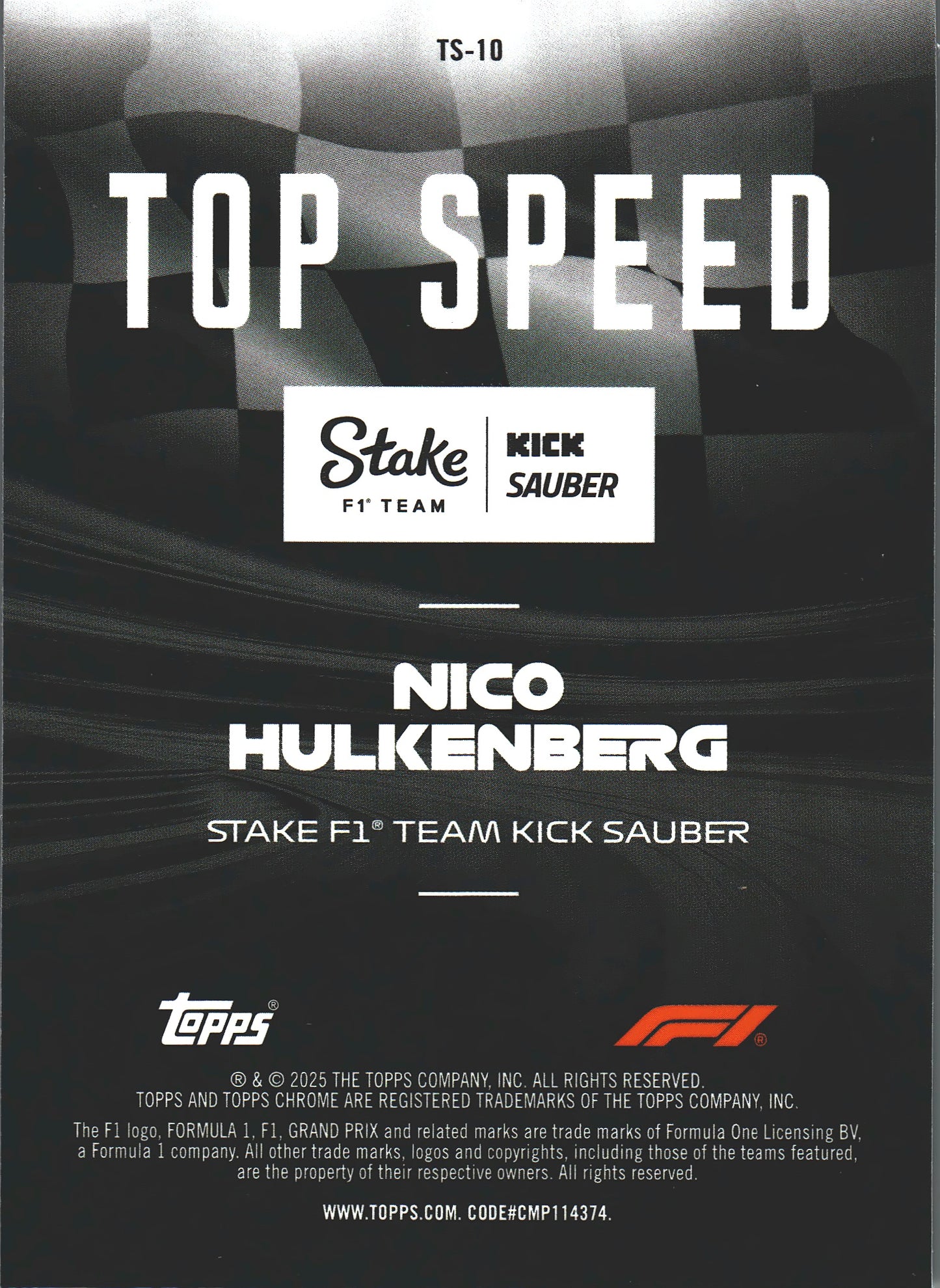2025 Topps Chrome Formula 1 Top Speed Nico Hulkenberg #TS-10 KICK Sauber