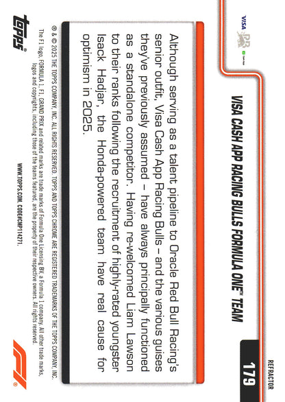 2025 Topps Chrome Formula 1 LOGO Refractor #179 Visa Cash App RB