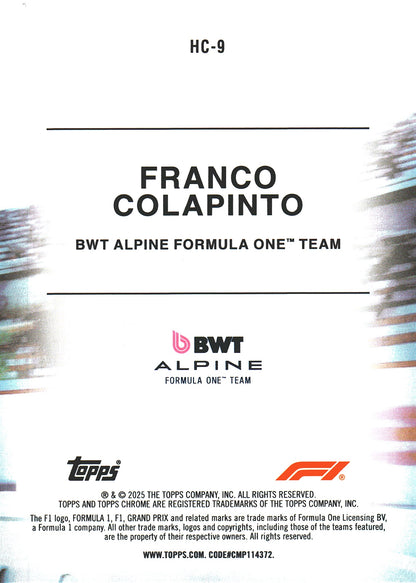 2025 Topps Chrome Formula 1 Helmet Franco Colapinto #HC-9 Alpine