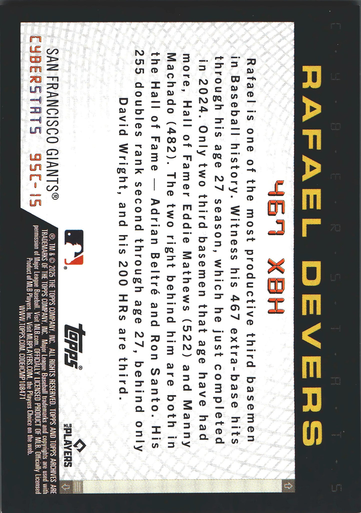 2025 Topps Archives 1995 Topps Cyberstats Red Foilboard Rafael Devers /25 #95C-15 San Francisco Giants