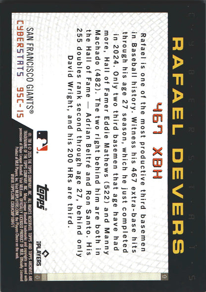 2025 Topps Archives 1995 Topps Cyberstats Red Foilboard Rafael Devers /25 #95C-15 San Francisco Giants