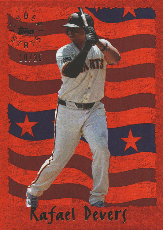2025 Topps Archives 1995 Topps Cyberstats Red Foilboard Rafael Devers /25 #95C-15 San Francisco Giants
