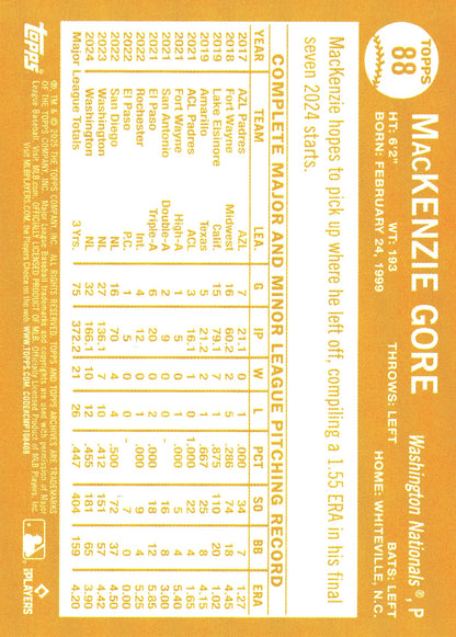 2025 Topps Archives Pink MacKenzie Gore #88 Washington Nationals