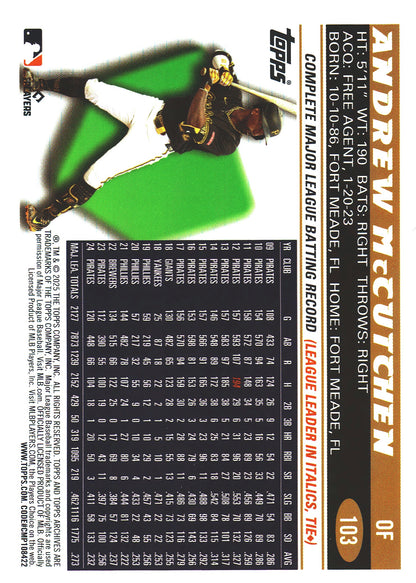 2025 Topps Archives Pink Andrew McCutchen #103 Pittsburgh Pirates