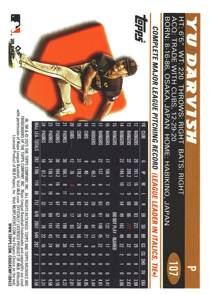 2025 Topps Archives Pink Yu Darvish #107 San Diego Padres