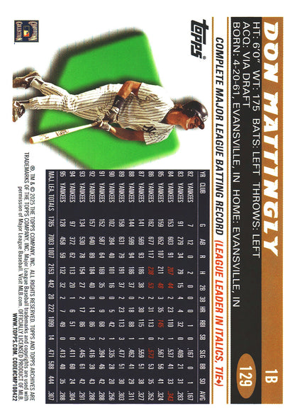 2025 Topps Archives Pink Don Mattingly #129 New York Yankees