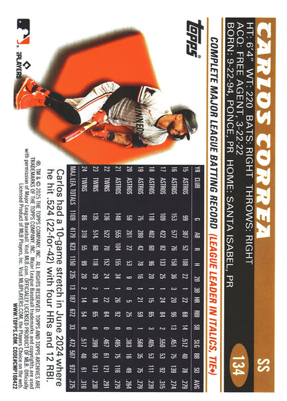 2025 Topps Archives Pink Carlos Correa #134 Minnesota Twins
