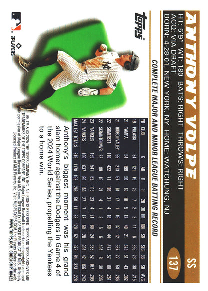 2025 Topps Archives Pink Anthony Volpe #137 New York Yankees