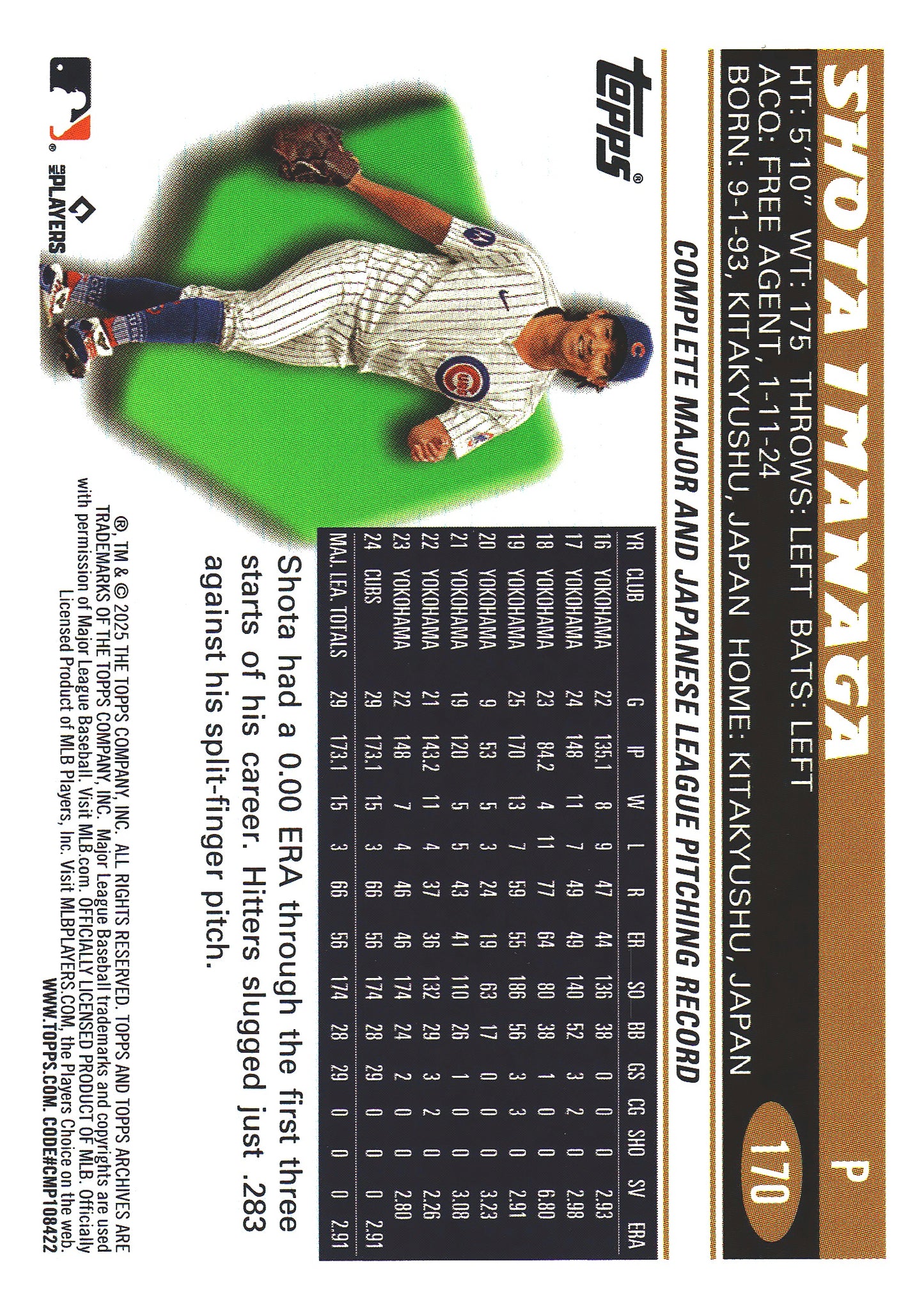 2025 Topps Archives Pink Shota Imanaga #170 Chicago Cubs