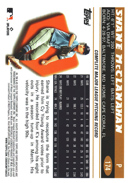 2025 Topps Archives Pink Shane McClanahan #174 Tampa Bay Rays