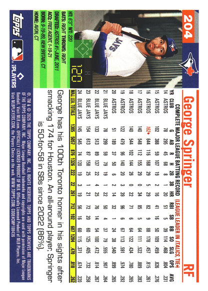 2025 Topps Archives Pink George Springer #204 Toronto Blue Jays