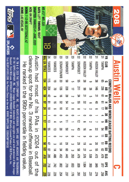 2025 Topps Archives Pink Austin Wells #208 New York Yankees