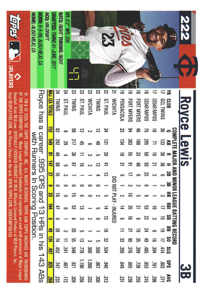 2025 Topps Archives Pink Royce Lewis #222 Minnesota Twins