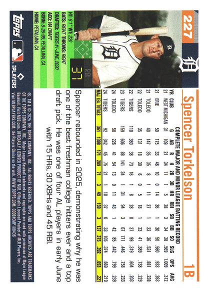 2025 Topps Archives Pink Spencer Torkelson #227 Detroit Tigers