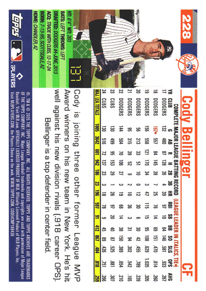2025 Topps Archives Pink Cody Bellinger #228 New York Yankees