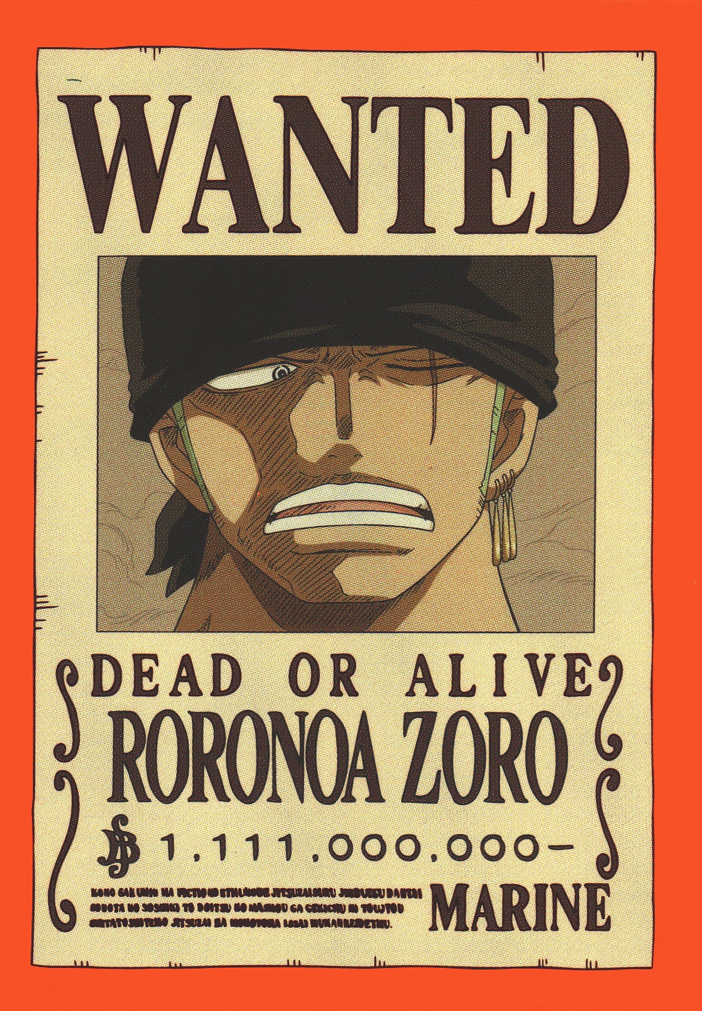 2024 Panini One Piece Treasures Roronoa Zoro Wanted #52