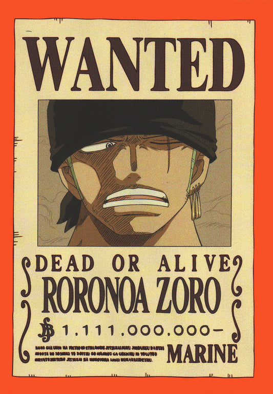 2024 Panini One Piece Treasures Roronoa Zoro Wanted #52