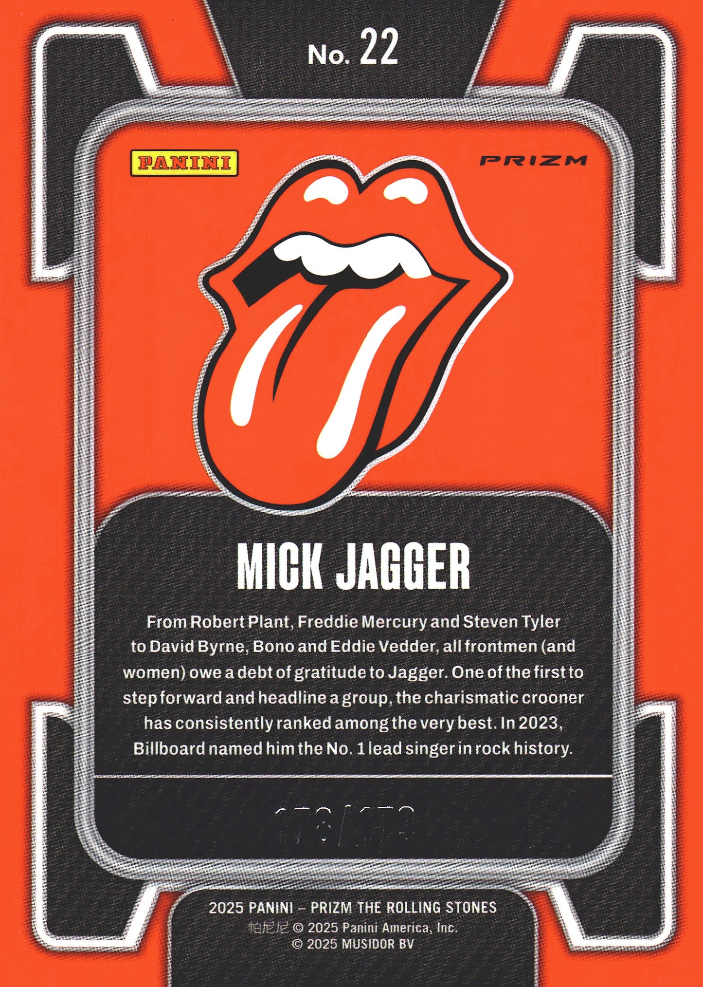 2025 Panini Prizm The Rolling Stones Red and black checker /179 Mick Jagger #22