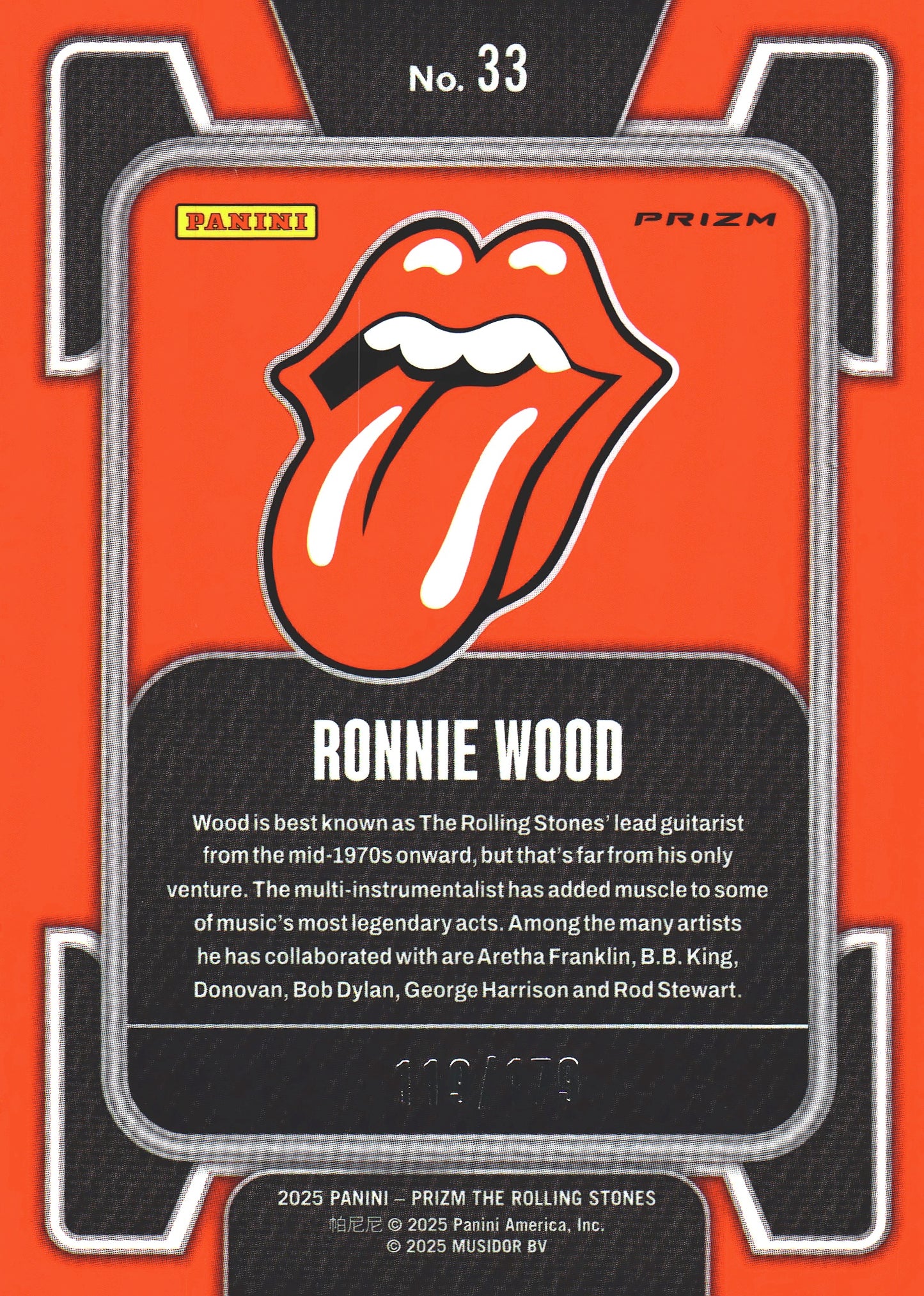 2025 Panini Prizm The Rolling Stones Red and black checker /179 Ronnie Wood #33
