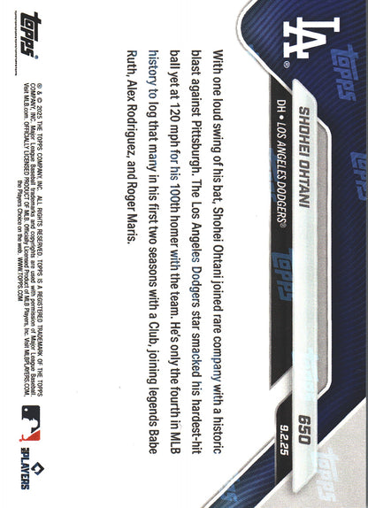 2025 Topps Now Shohei Ohtani #650 Los Angeles Dodgers