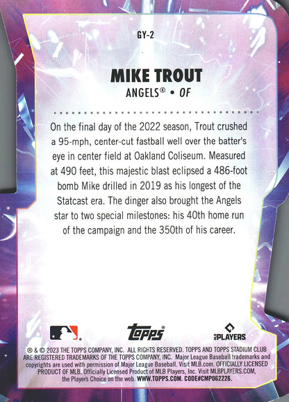 2023 Topps Stadium Club Goin' Yard Mike Trout #GY-2 Los Angeles Angels