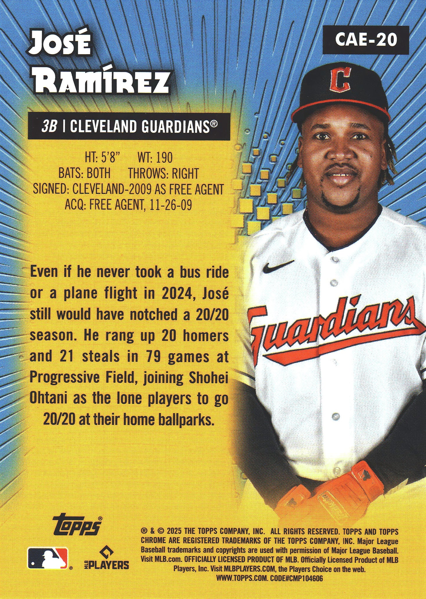 2025 Topps Chrome All-Etch Jose Ramirez #CAE-20 Cleveland Guardians