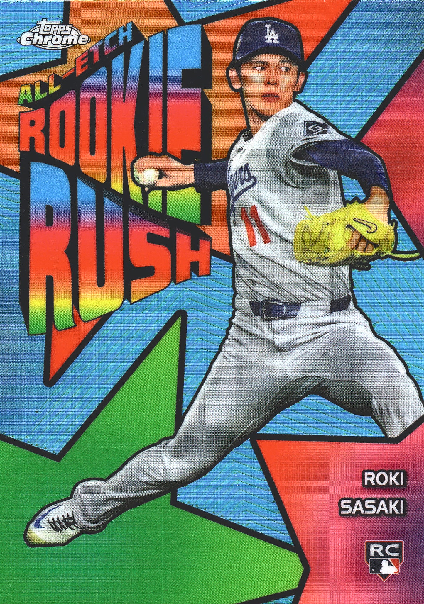 2025 Topps Chrome Chrome All-Etch Rookie Rush Roki Sasaki #CERR-10 Los Angeles Dodgers