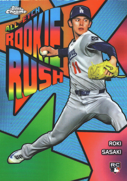 2025 Topps Chrome Chrome All-Etch Rookie Rush Roki Sasaki #CERR-10 Los Angeles Dodgers